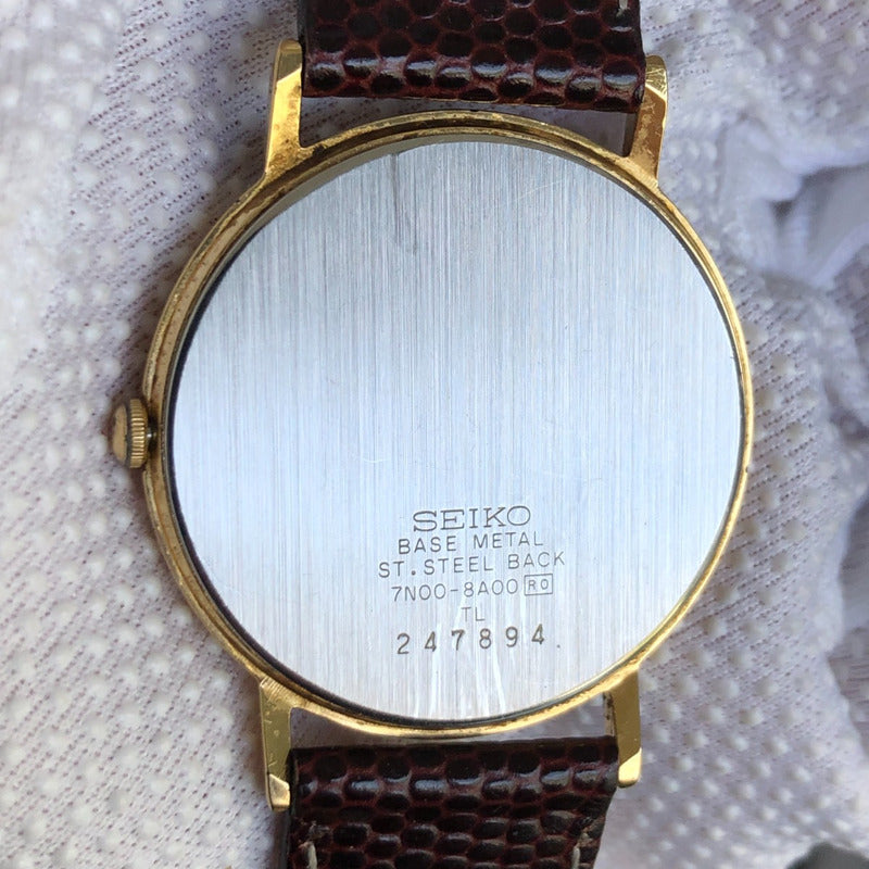 Reloj Seiko Hombre Año 1992 Ultrafino Sin Segundero Dorado