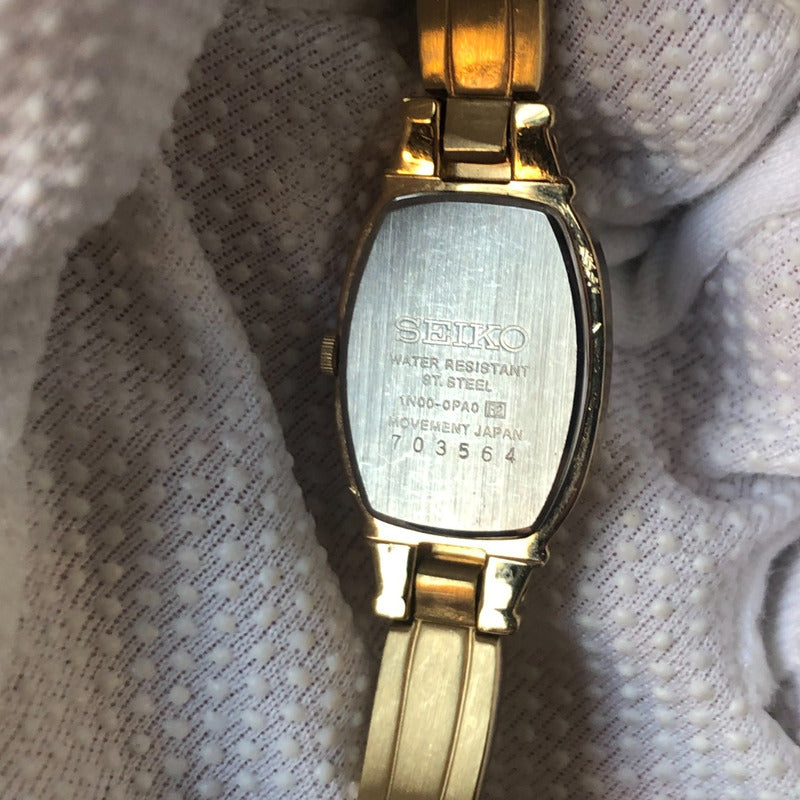 Reloj Seiko Mujer Año 1997 Cuarzo Tonneau Aplique Diamante