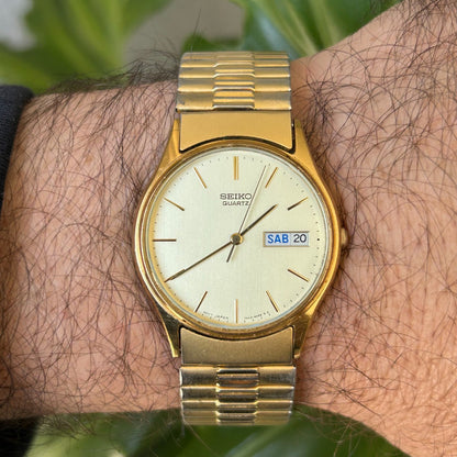 Reloj Seiko Hombre Vintage 1994 Dial Champagne Día-fecha