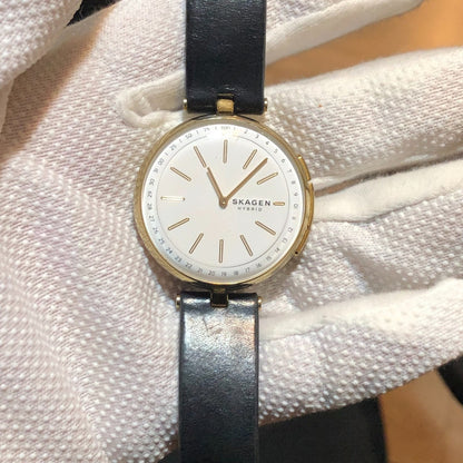 Reloj Skagen Mujer 2017 Híbrido Signatur Dorado Cuero Negro
