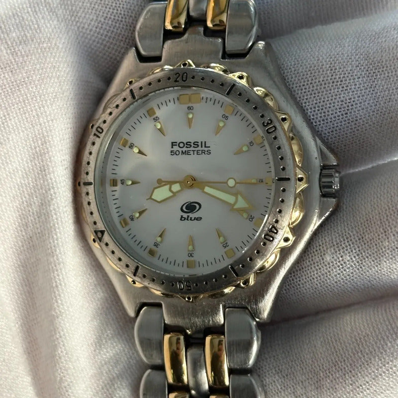 Reloj Fossil Blue Hombre Diver 2002 Escaso Neovintage