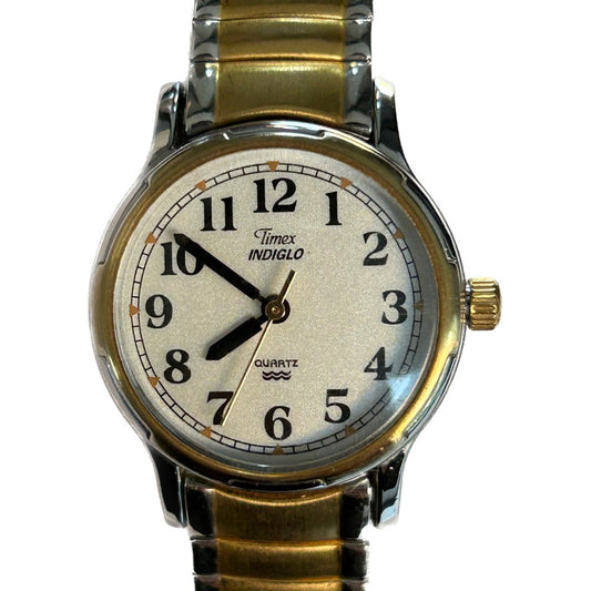 Reloj Timex Mujer Año 2003 Bicolor Indiglo Dial Perla Arena