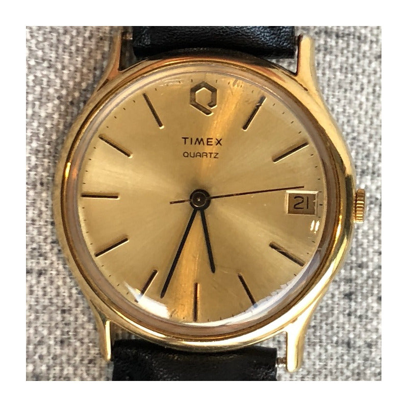 Reloj Timex Vintage Dorado Línea Q 80´s Escaso