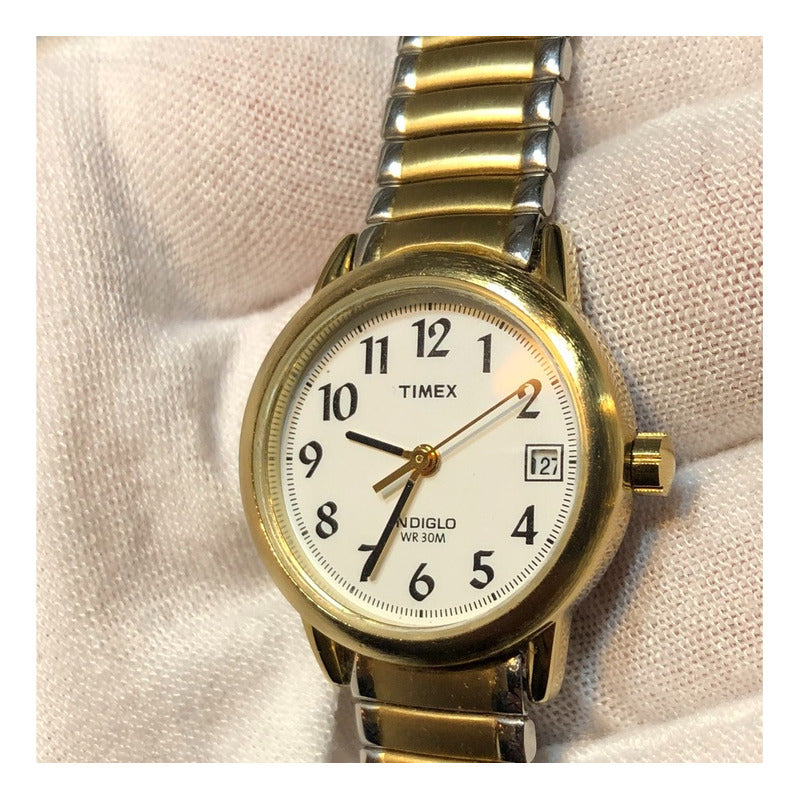 Timex Indiglo Bicolor Mujer Años 2000 Pulsera Expandible
