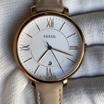 Reloj Fossil Mujer Jacqueline Rose Gold Año 2016 Cuero Fecha