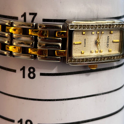 Reloj Adolfo Mujer Vintage 1999 Rectangular Cristales Doble Hilera