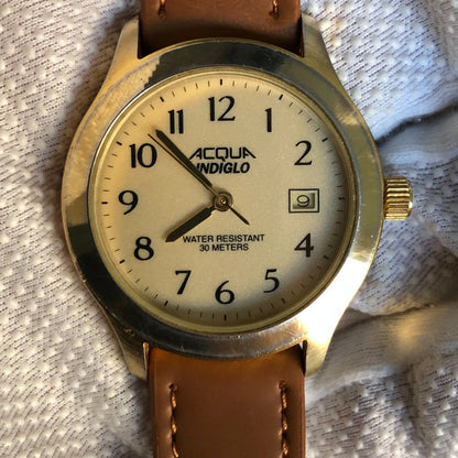 Reloj Timex Acqua Hombre Año 2001 Fondo Marfil Raro Indiglo