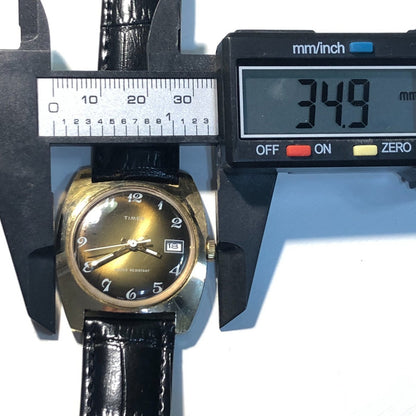 Reloj Timex Sunburst Café-oro A Cuerda Vintage Año 1975 Único