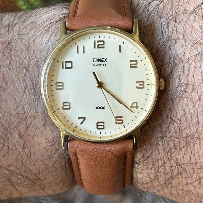 Reloj Timex Hombre Año 1998 Dial Crema Numerales Aplicados