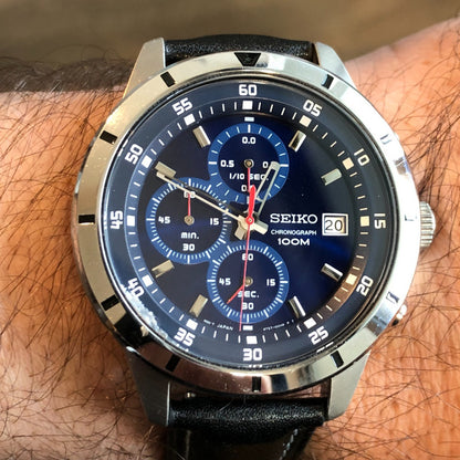 Reloj Seiko Cronógrafo 4t57 Hombre Año 2017 Azul Raro