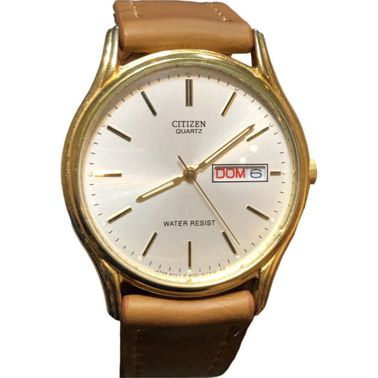 Reloj Citizen Hombre Año 1986 Dorado Con Fecha Escaso