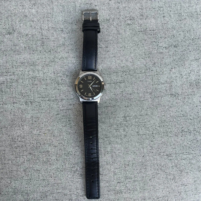 Reloj Timex Hombre Daydate Negro 2014 Indiglo Dial Cuadri