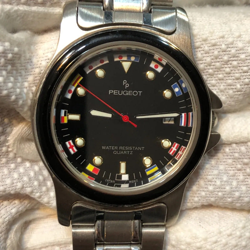 Reloj Peugeot Paris Pp Hombre Cuarzo Vintage Años 90 Acero Náutico