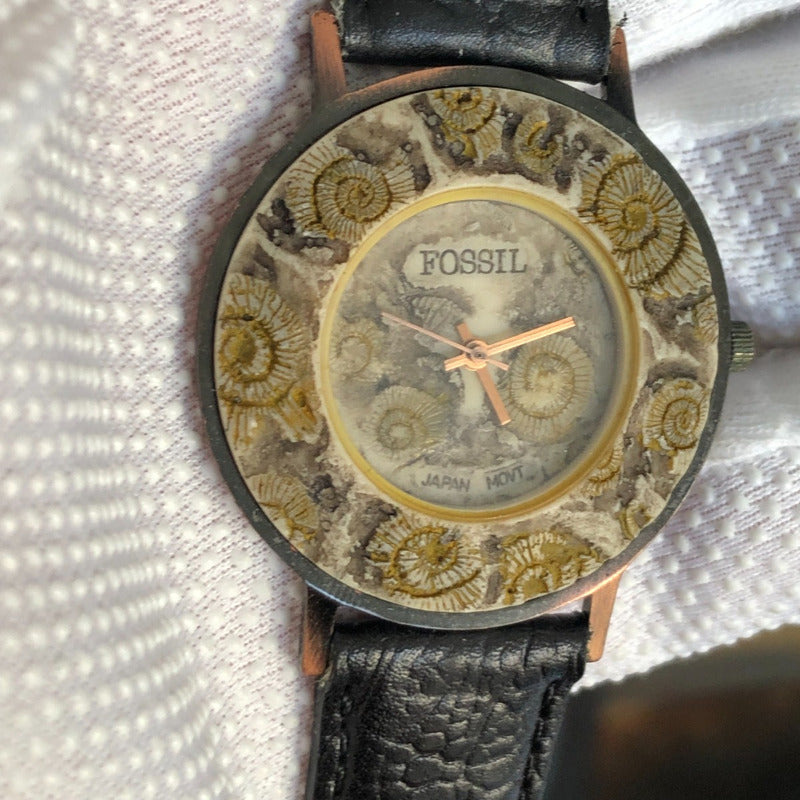 Reloj Fossil Relic Ammonite Mujer Vintage 1995 Único Raro