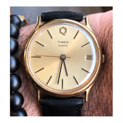 Reloj Timex Vintage Dorado Línea Q 80´s Escaso