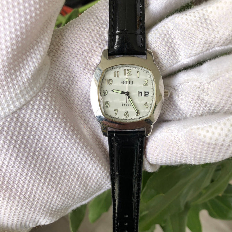 Reloj Ecclissi Mujer 2007 Acero Big Date Cuarzo Japonés 35mm