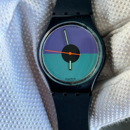 Reloj Swatch Hombre Vintage 1987 Purpura Turquesa Gb12