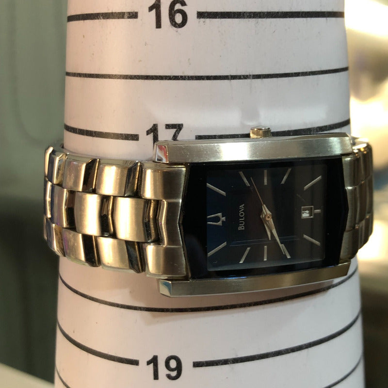 Reloj Bulova Hombre Año 2004 Rectangular Dial Azul Profundo