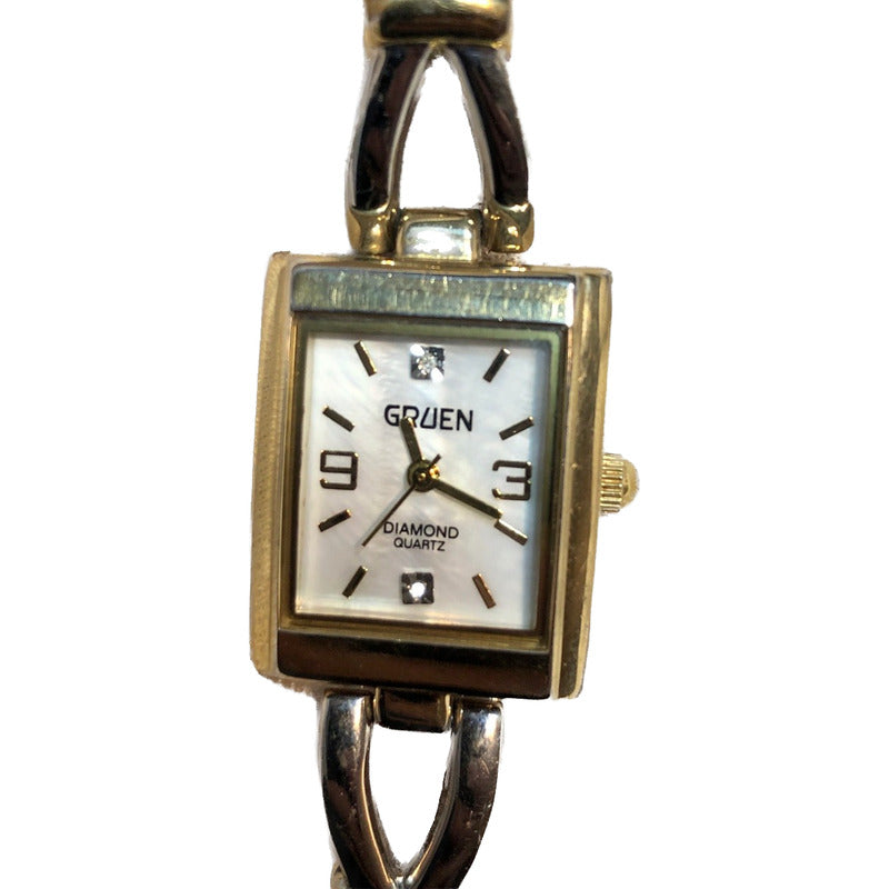 Reloj Fino Gruen Mujer Madreperla Diamantes Vintage Años 90s