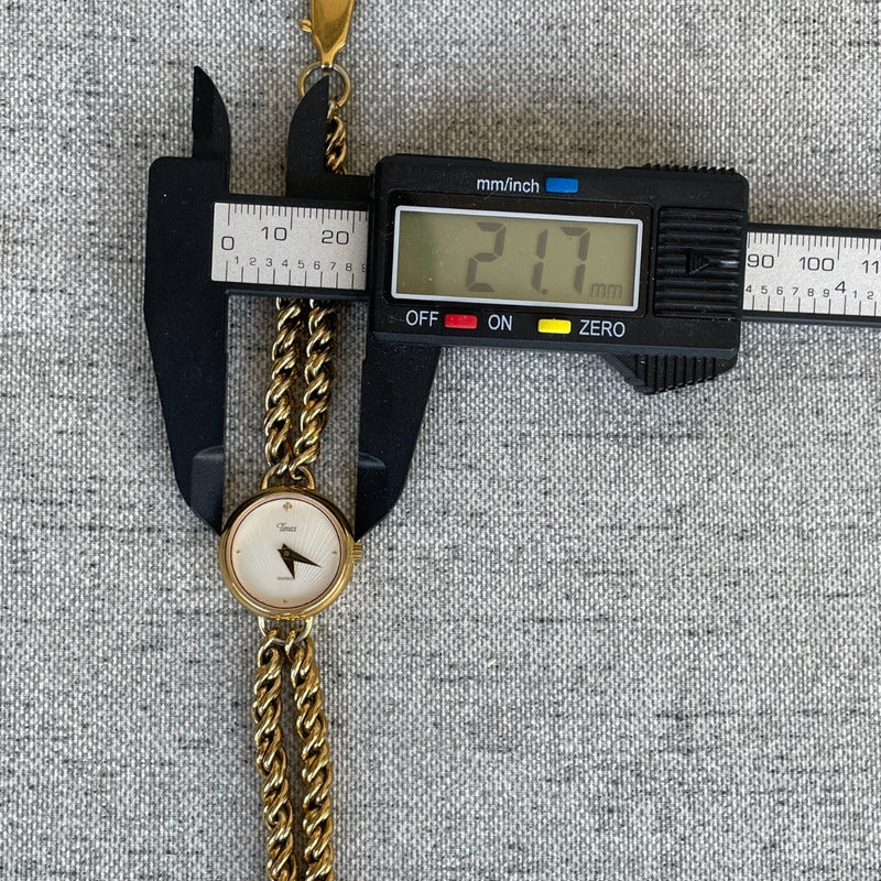 Reloj Timex Mujer Años 90s Dorado Pulsera Cadena Reloj-joya