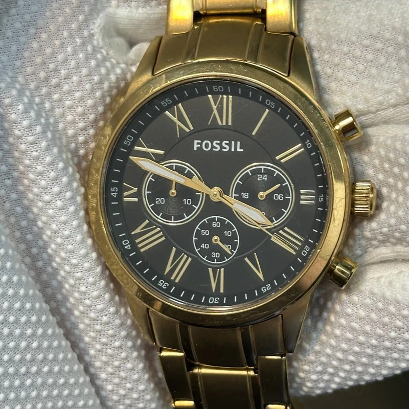Reloj Fossil Flynn Chronograph Hombre Año 2017 Dorado Romano