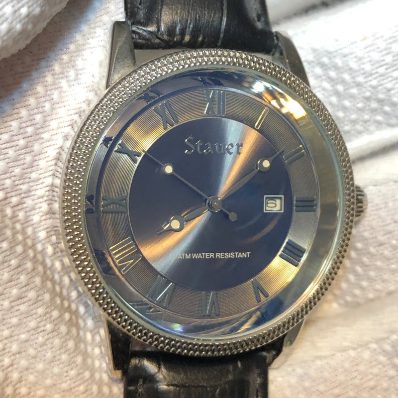 Reloj Stauer Hombre 2009 Gris Sunburst Nuevo Y Poco Común