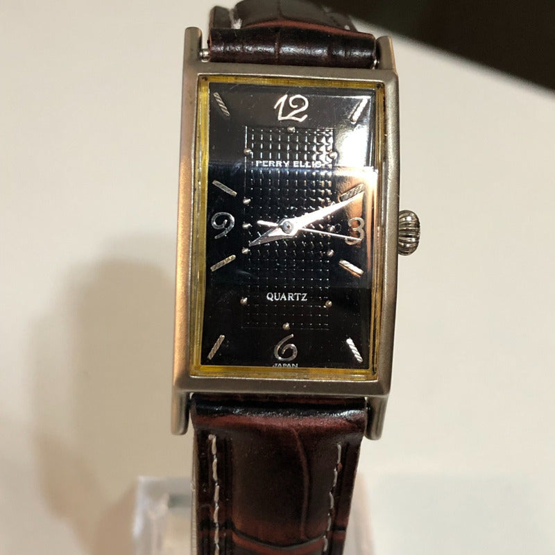 Reloj Perry Ellis Mujer Vintage Año 1999 Rectangular Dorado