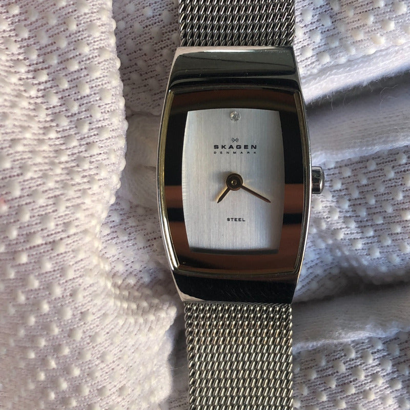 Reloj Skagen Mujer 2005 Acero Curvo Pulsera Milanesa Raro