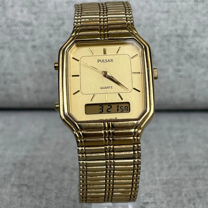 Reloj Pulsar Hombre 1989 Análogo Y Digital Dorado Original