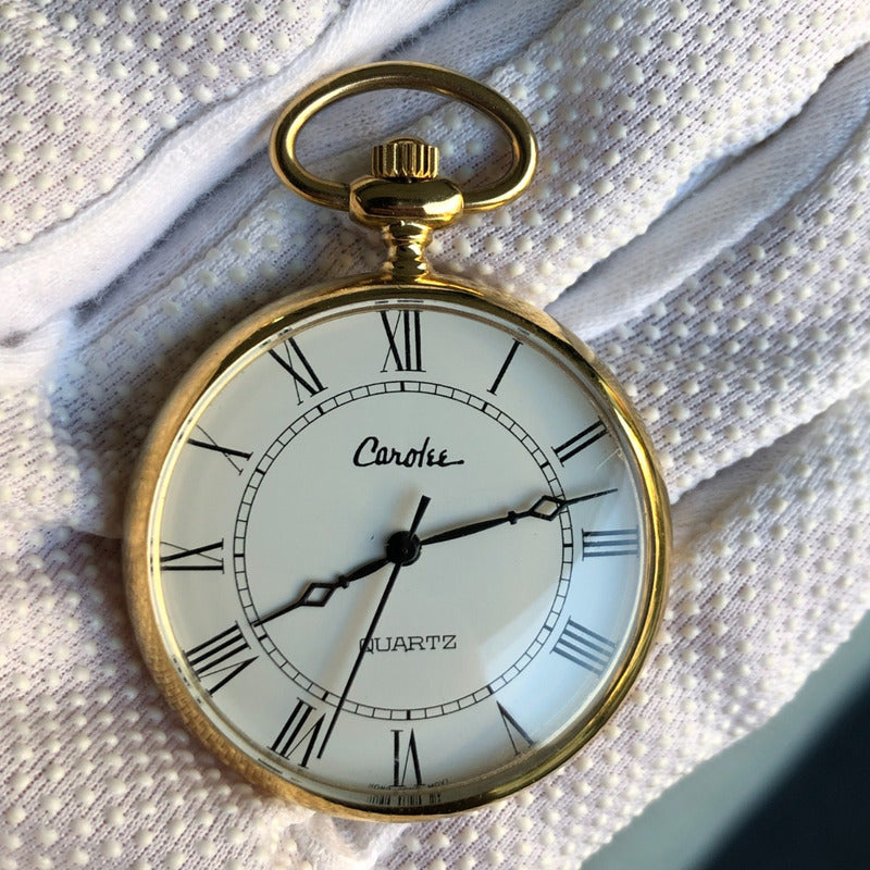 Reloj De Bolsillo Carolee Cuarzo Años 90 Dorado Clásico