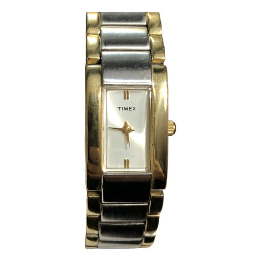 Reloj Timex Mujer Hh Año 2000 Dos Tonos Rectangular Art Deco