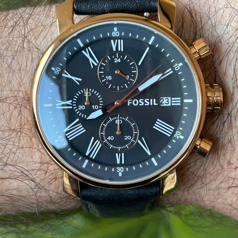 Reloj Fossil Hombre 2013 Cronógrafo Negro Dorado Gama Alta