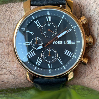 Reloj Fossil Hombre 2013 Cronógrafo Negro Dorado Gama Alta