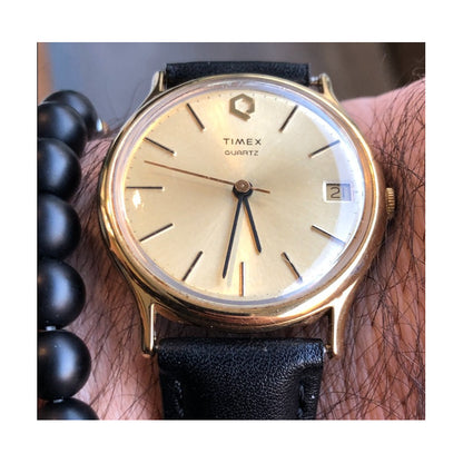 Reloj Timex Vintage Dorado Línea Q 80´s Escaso