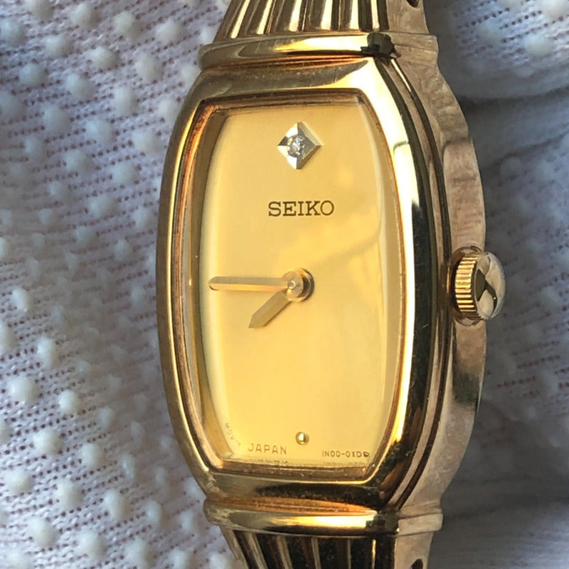 Reloj Seiko Mujer Año 1997 Cuarzo Tonneau Aplique Diamante
