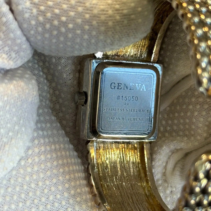Reloj Geneva Mujer Años 2000 Dial Nacarado Pulsera Joya