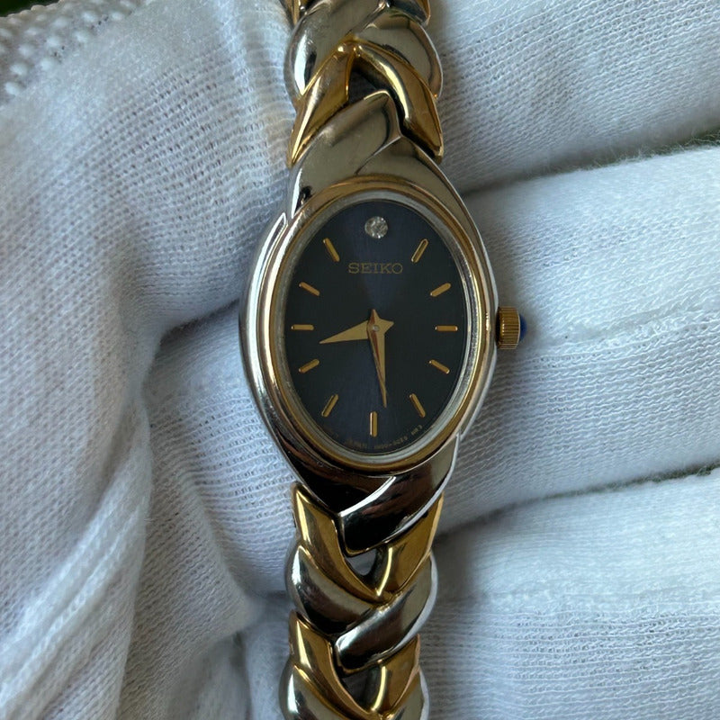 Reloj Seiko Mujer 1992 Oval Bicolor Pulsera Joya Integrada