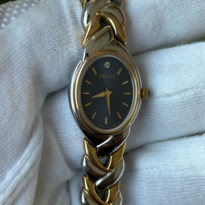 Reloj Seiko Mujer 1992 Oval Bicolor Pulsera Joya Integrada