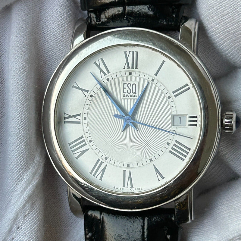 Reloj ESQ Swiss Hombre Año 2002 Guilloché Corona Azul Movado