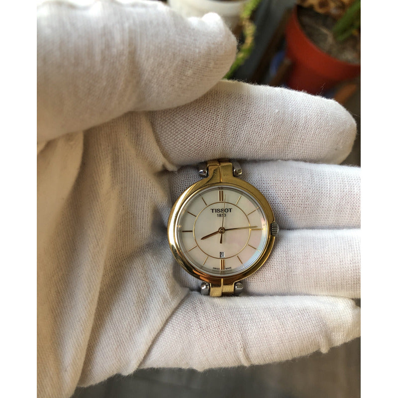 Reloj Vintage Tissot Mujer Zafiro Dorado-plateado Perla