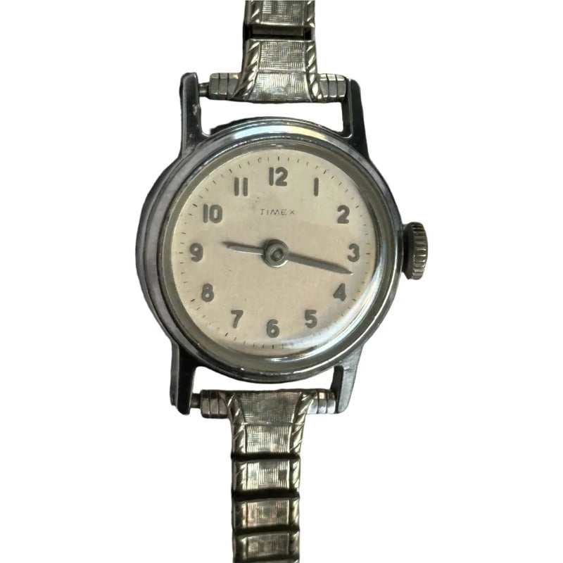 Reloj Timex Mujer A Cuerda Vintage Año 1966 Dial Patina Crema