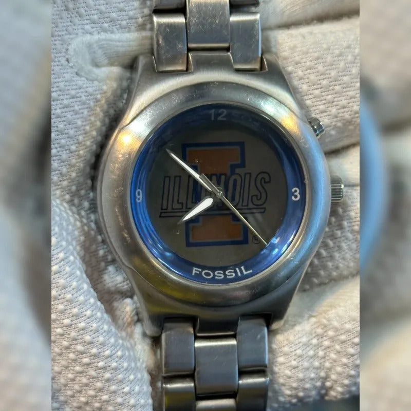 Reloj Fossil Kaleido Illinois Hombre 1998 Dial Óptico Azul Raro