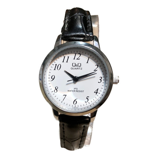 Reloj Q&q Vintage Mujer Dial Blanco Bajo Números Negros