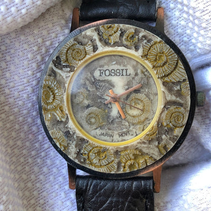 Reloj Fossil Relic Ammonite Mujer Vintage 1995 Único Raro