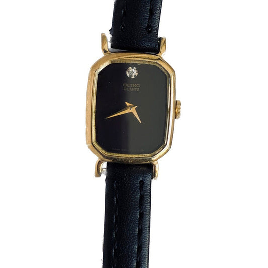 Reloj Seiko Mujer Año 1991 Rectangular Negro Ultra Compacto