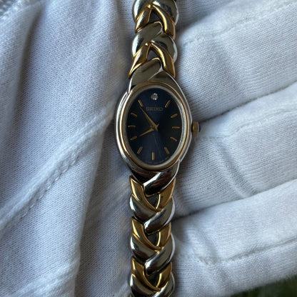 Reloj Seiko Mujer 1992 Oval Bicolor Pulsera Joya Integrada