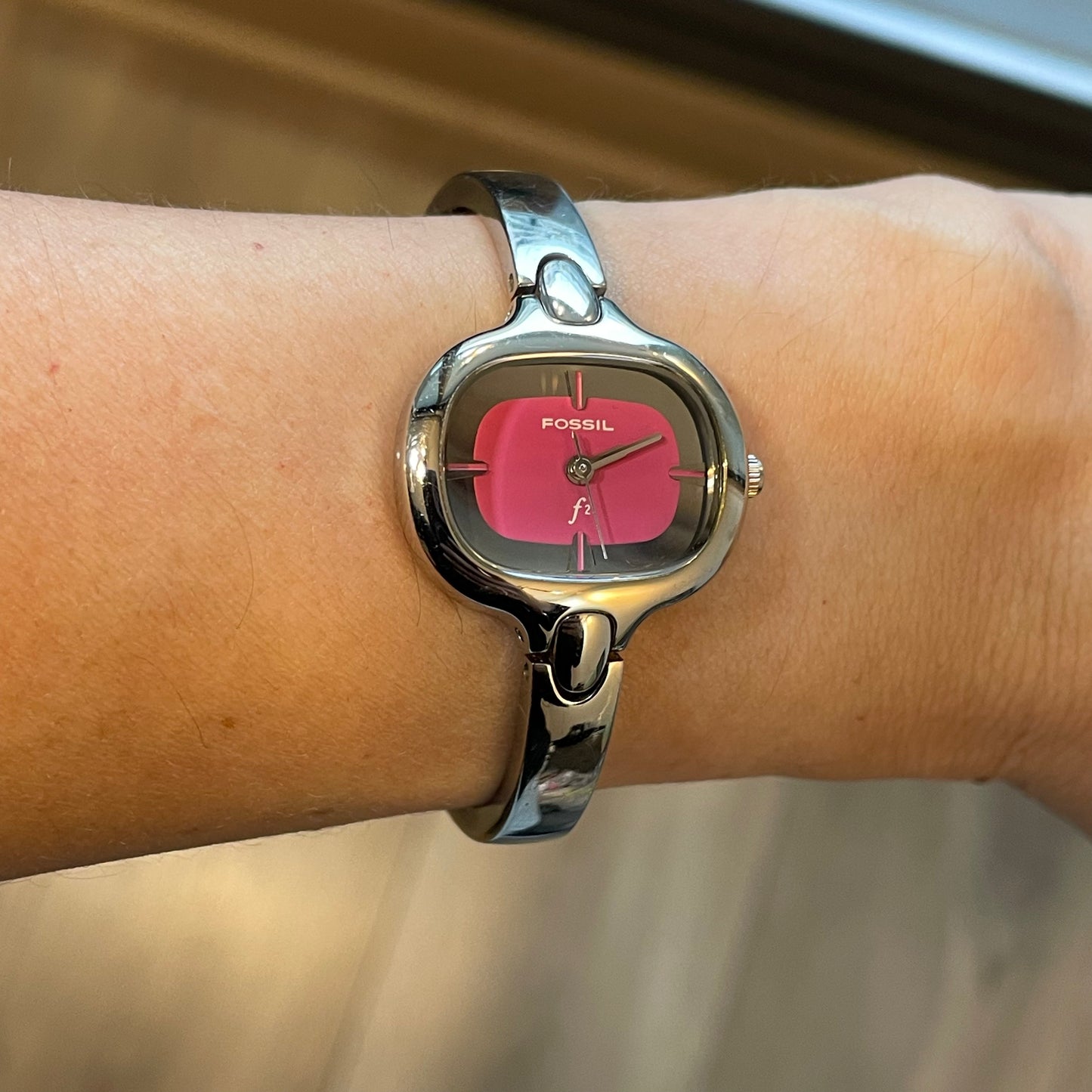 Reloj Joya Fossil F2 Mujer Y2K NOS Acero Año 2006 FUTURISTA