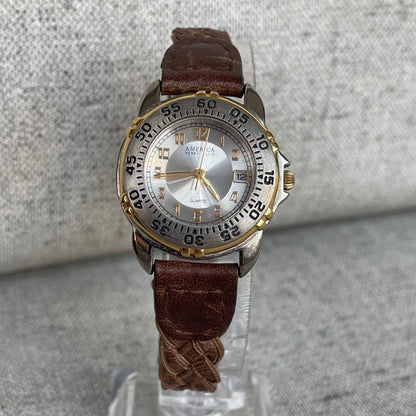 Reloj America Perry Ellis Mujer 90s Bicolor Pulsera Trenzada ÚNICO