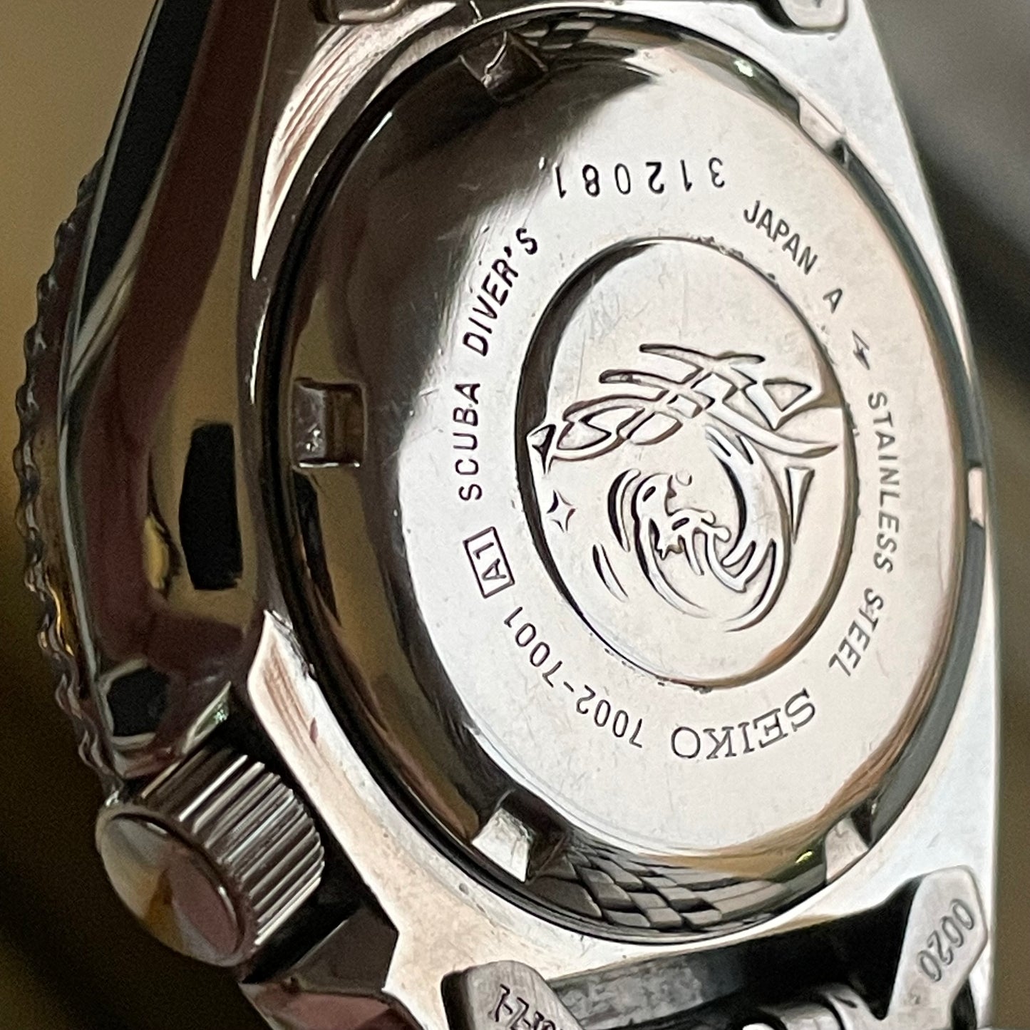 Seiko Hombre Diver NEGRO Automático Enero de 1993 / 7002 pre SKX007