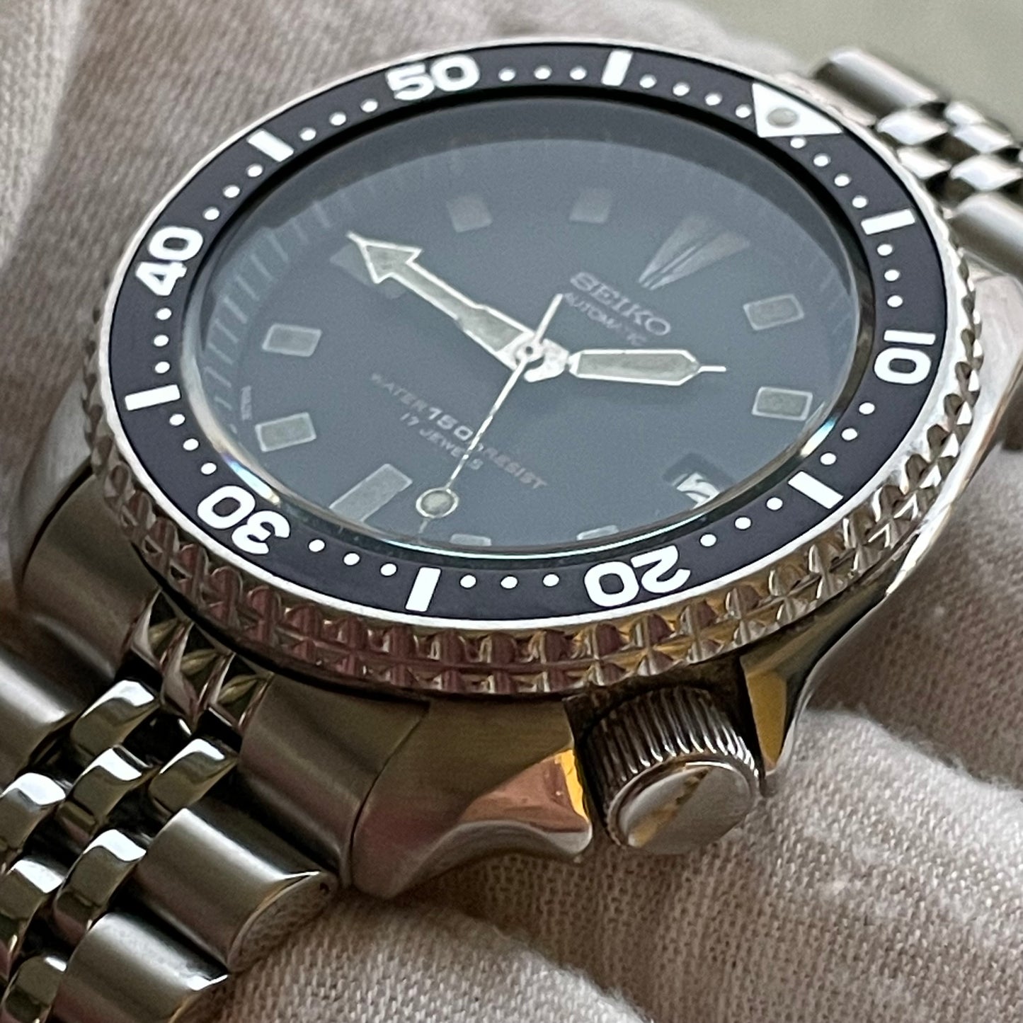 Seiko Hombre Diver NEGRO Automático Enero de 1993 / 7002 pre SKX007